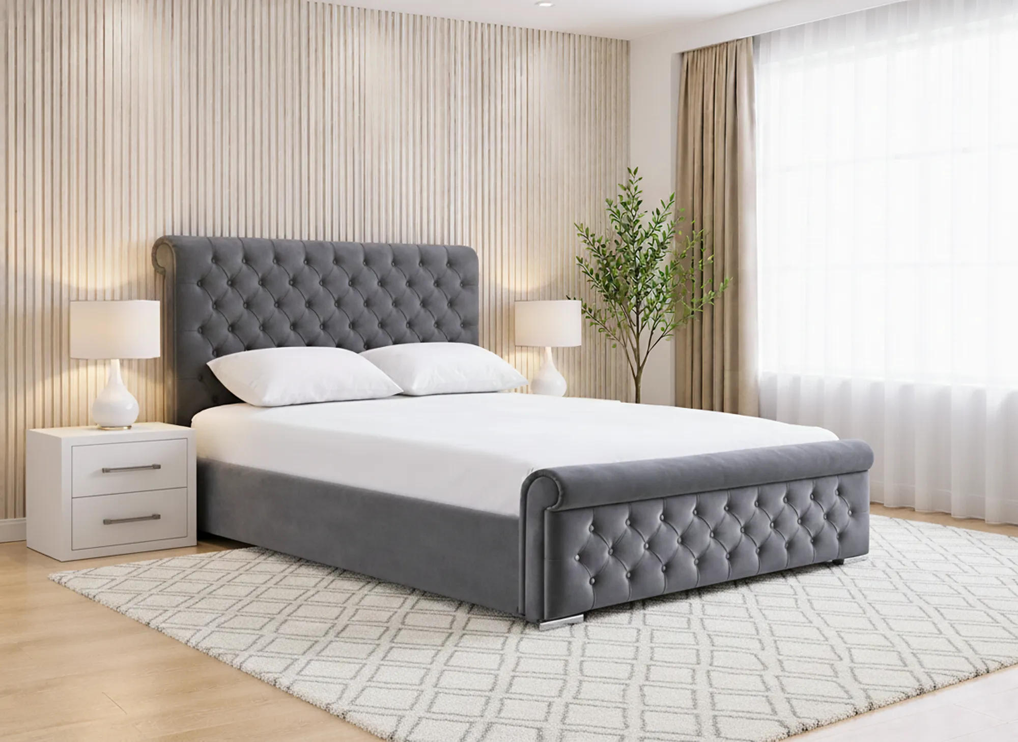 Ashbourne Chesterfield Sleigh Bed Frame