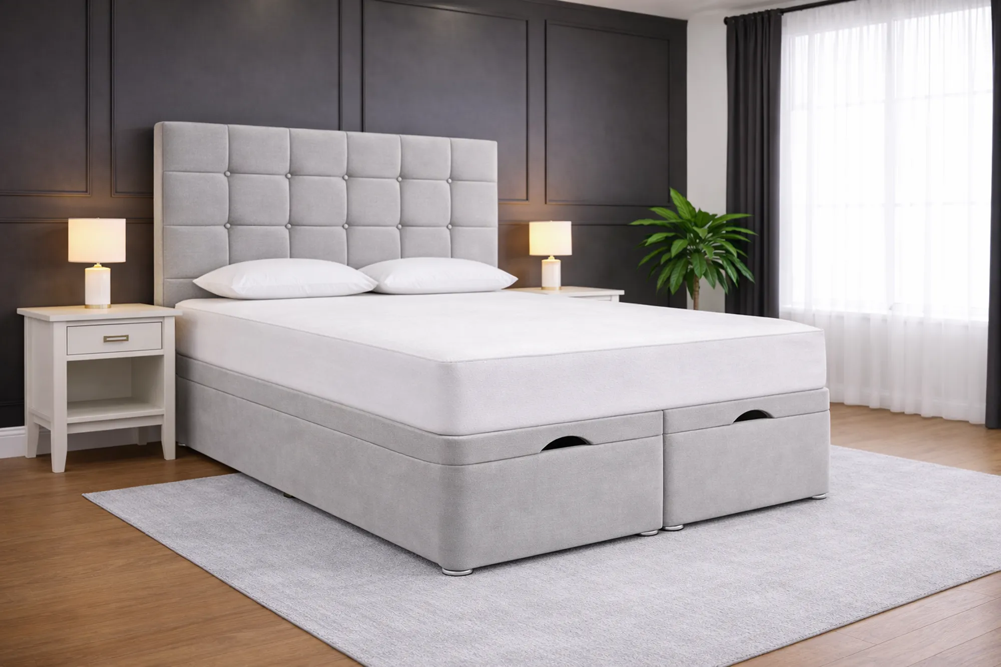 Rete Plush Velvet Divan Ottoman Bed