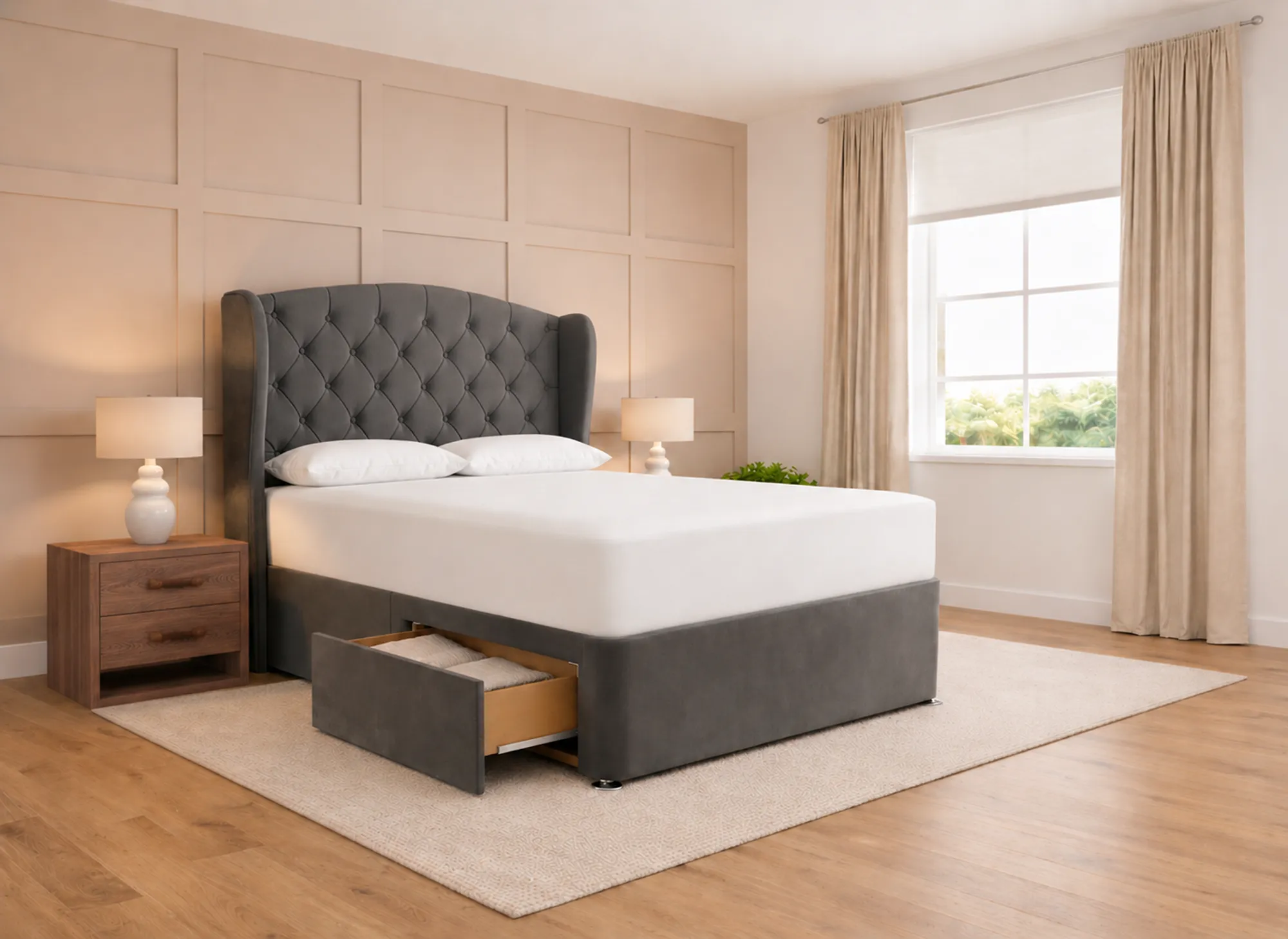 Cyrus Chesterfield Wingback Divan Bed Base – Small Double+