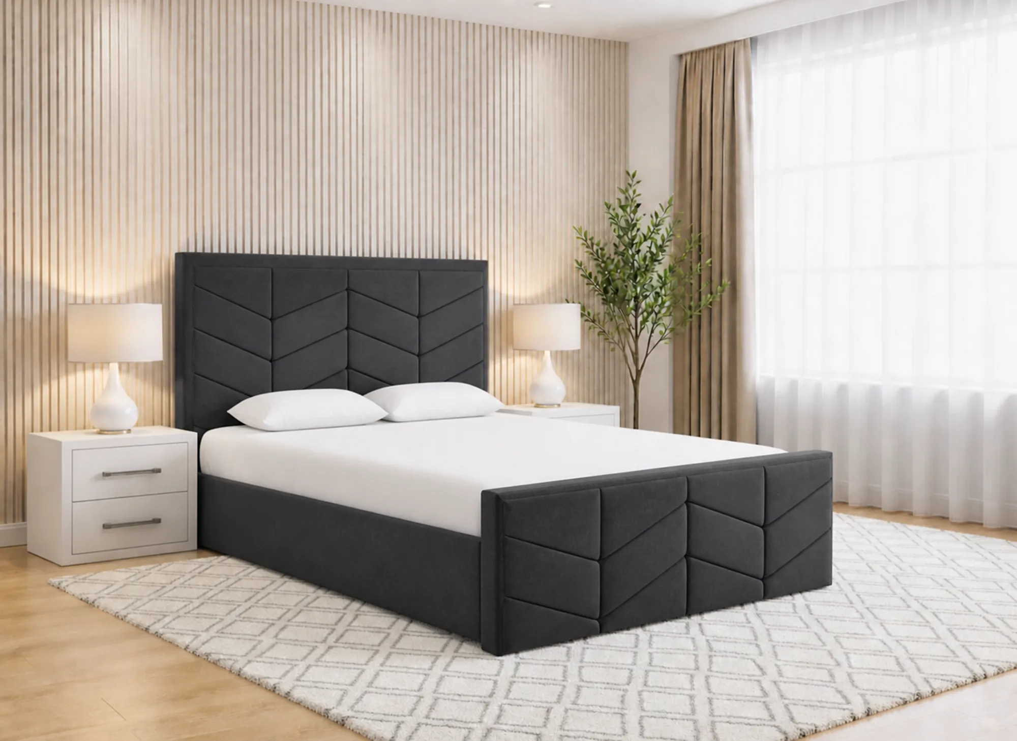 Roma Upholstered Ottoman Bed Frame with End Lift Storage