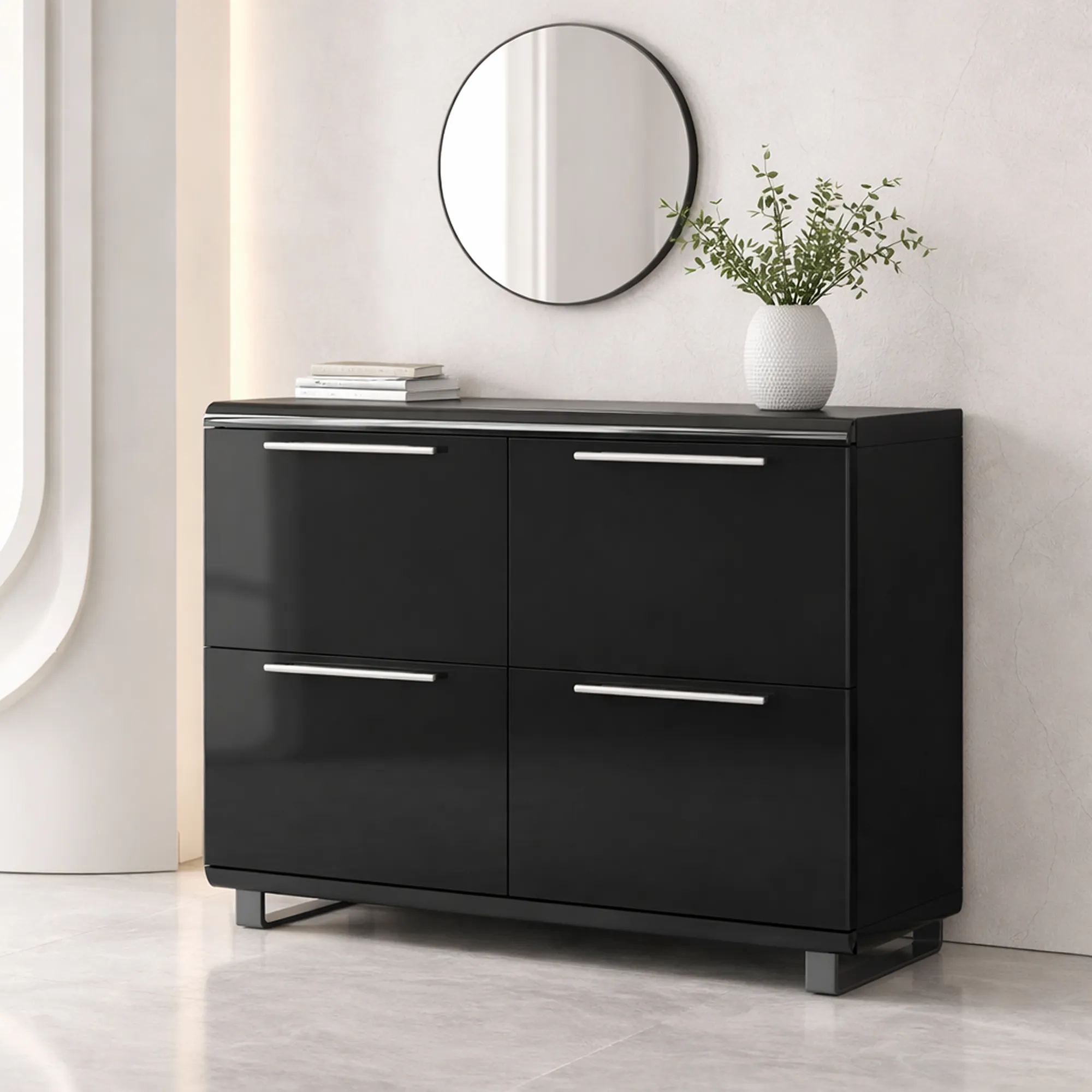 Newline High Gloss 4 Door Sideboard Cabinet | Modern Storage Unit