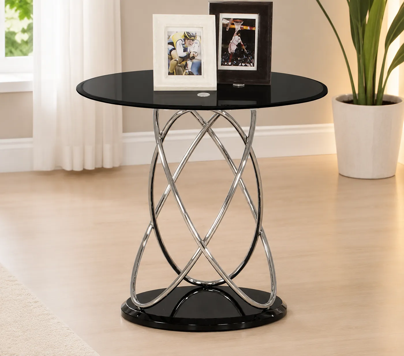 Eclipse High Gloss Round Side Table – Modern Lamp Table