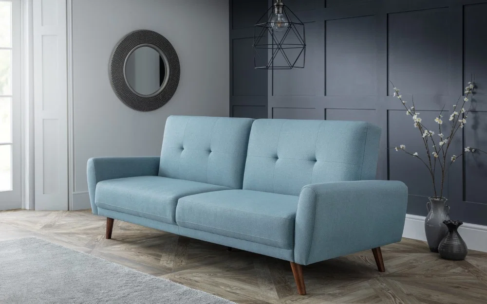 Monza Blue Linen Sofa Bed – Scandinavian Style Convertible Sofa Bed