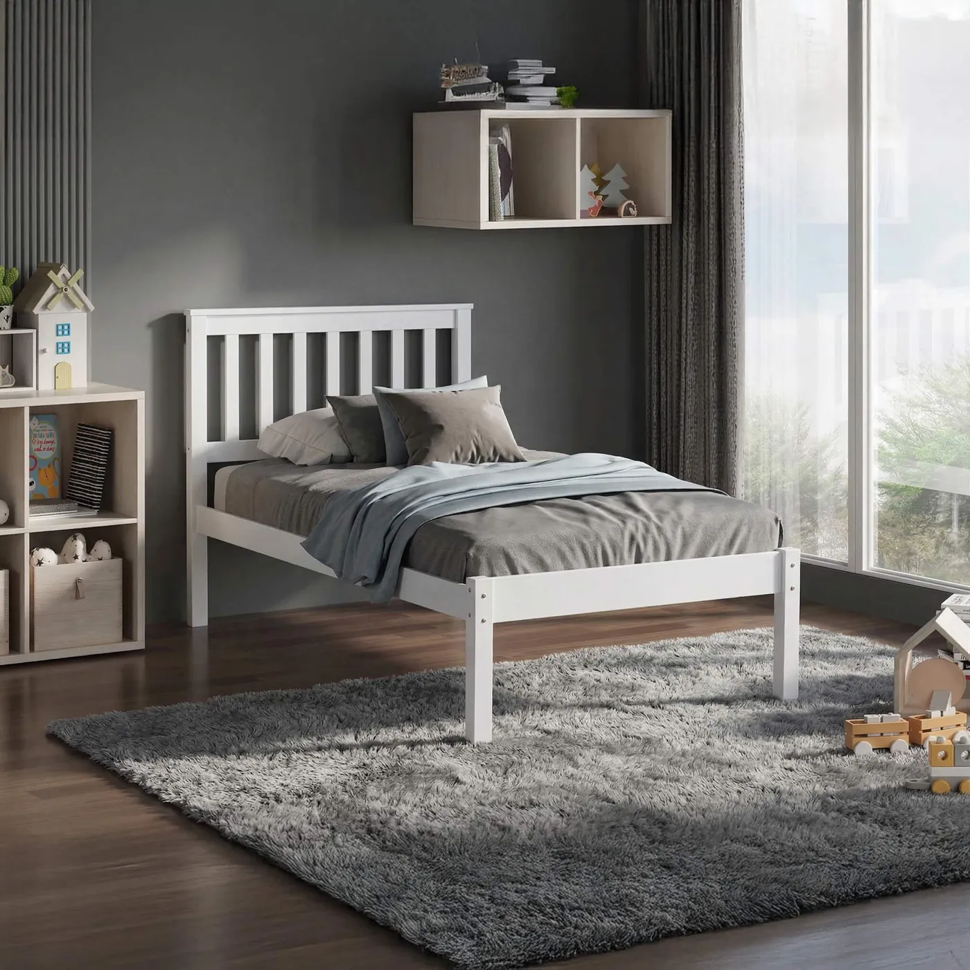 Otto White Wooden Bed Frame – Solid Wood Single, Small Double & Double Bed