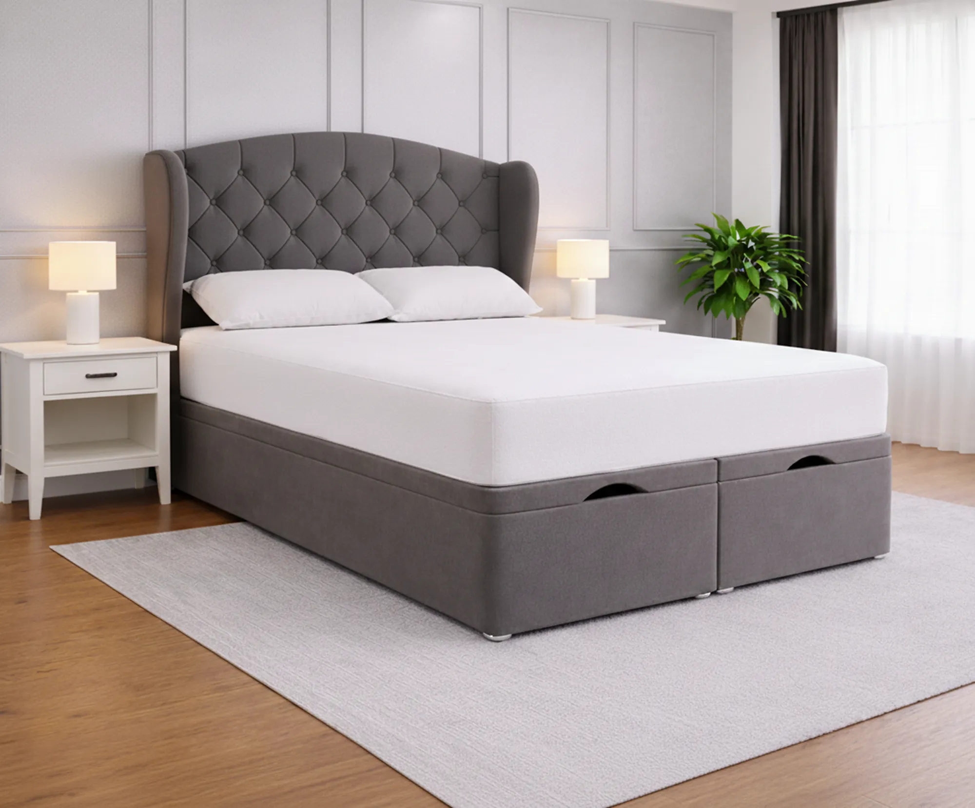 Cyrus Chesterfield Wingback Divan Ottoman Bed – Small Double+