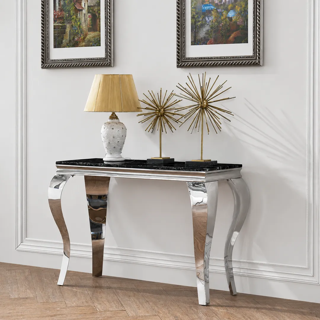 Arriana Marble Console Table with Stainless Steel Base - 110cm