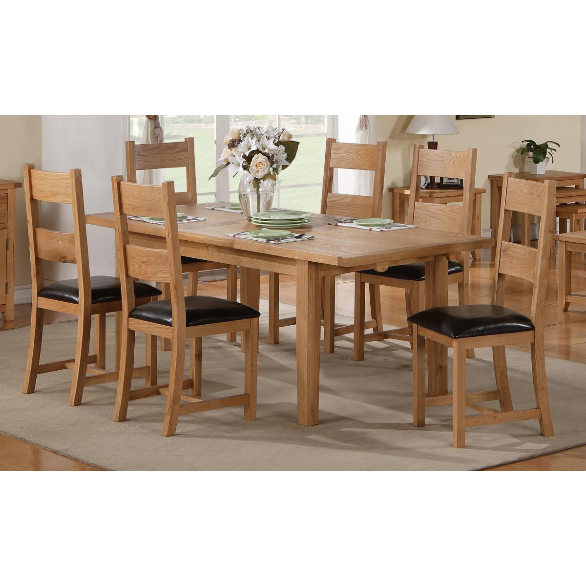 Stirling Solid Oak Extending Dining Table 160–210cm – 6 to 8 Seater Wooden Dining Table