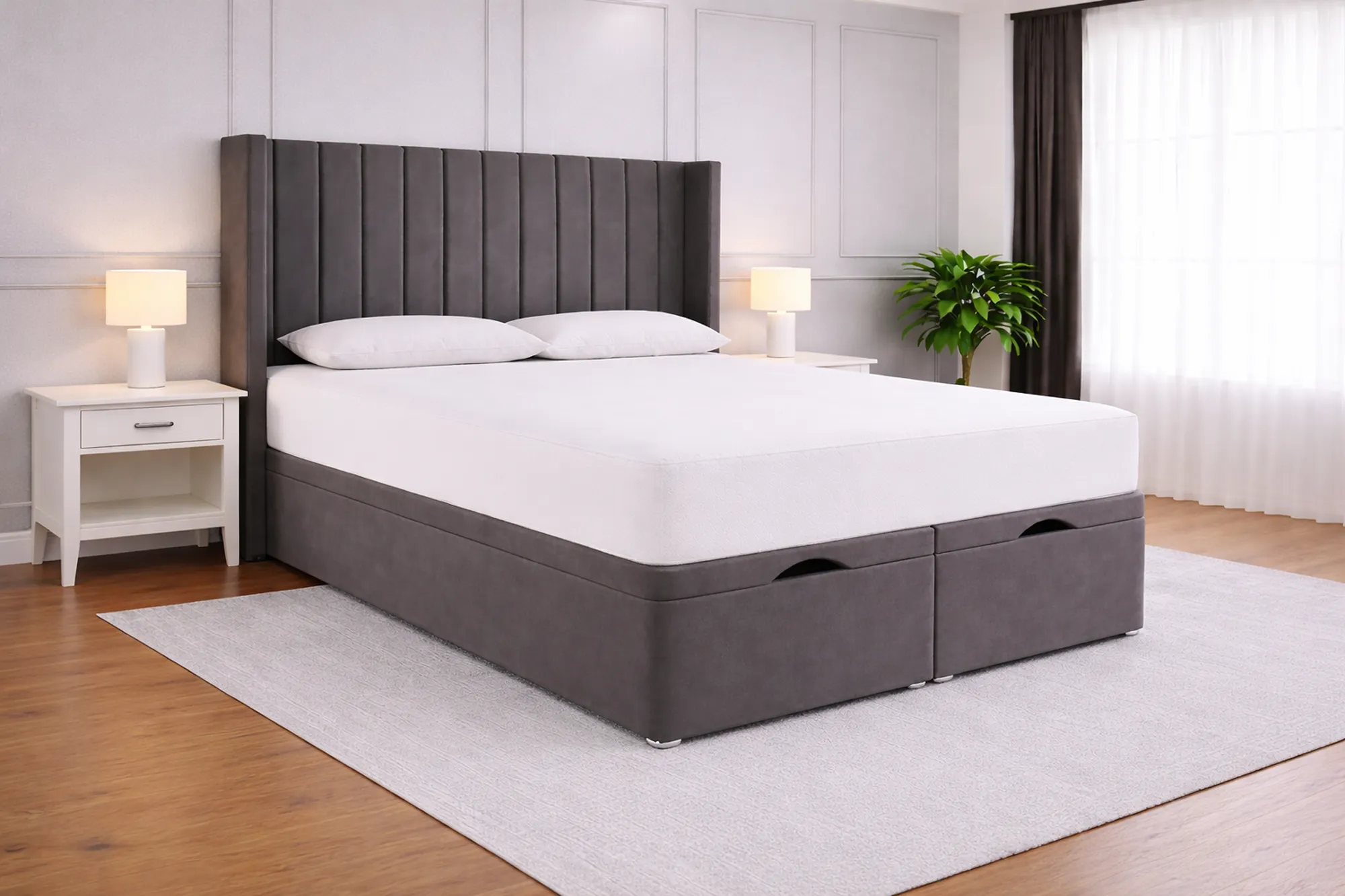 Linea Wing Panel Ottoman Divan Bed – Small Double+