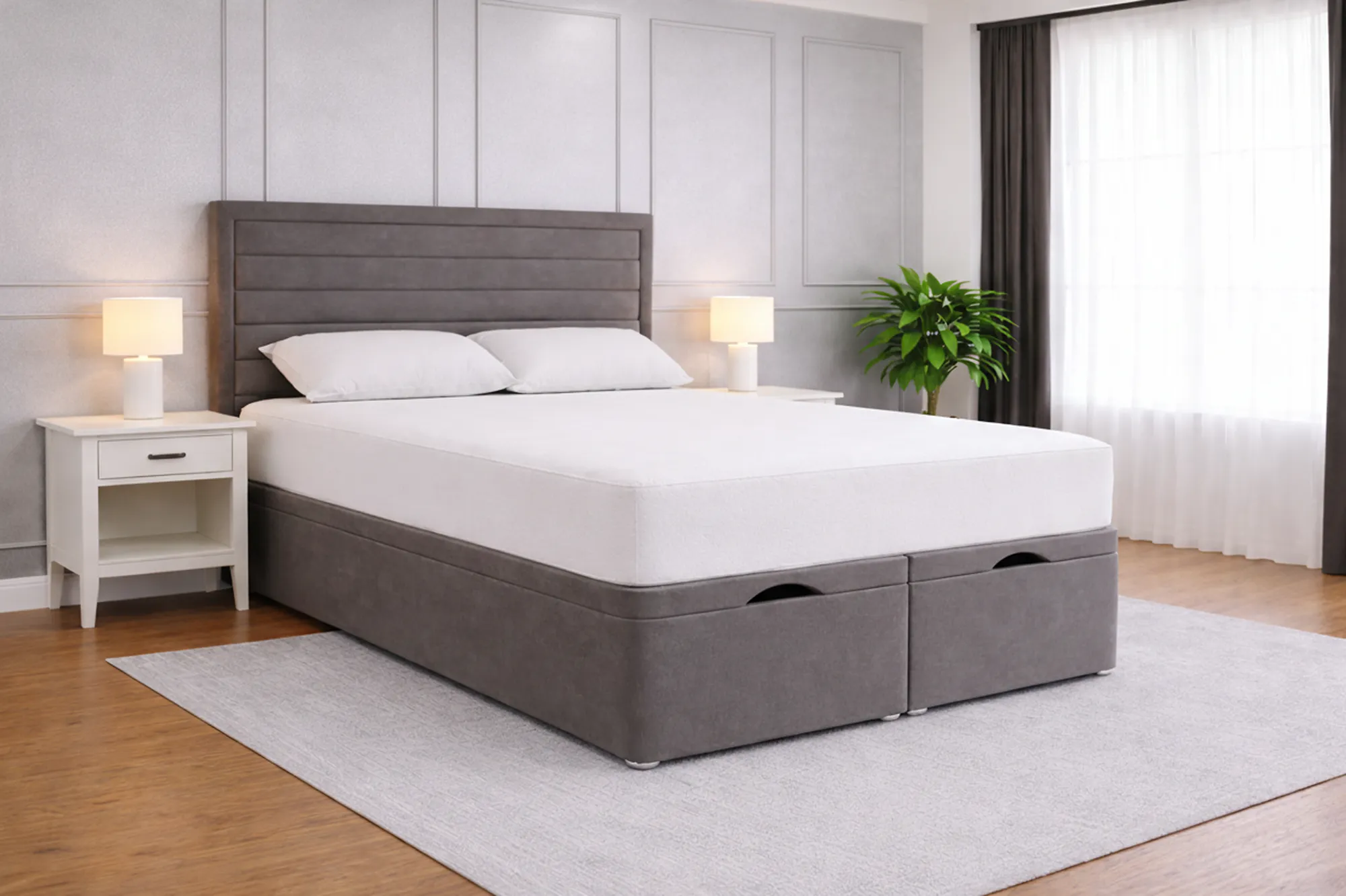 Siena Framed Plush Velvet Divan Ottoman Bed
