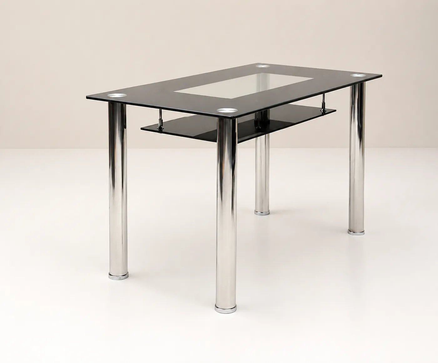 Vegas 150cm Dining Table – Clear Glass Dining Table with Black Border, Modern 4 to 6 Seater Dining Table