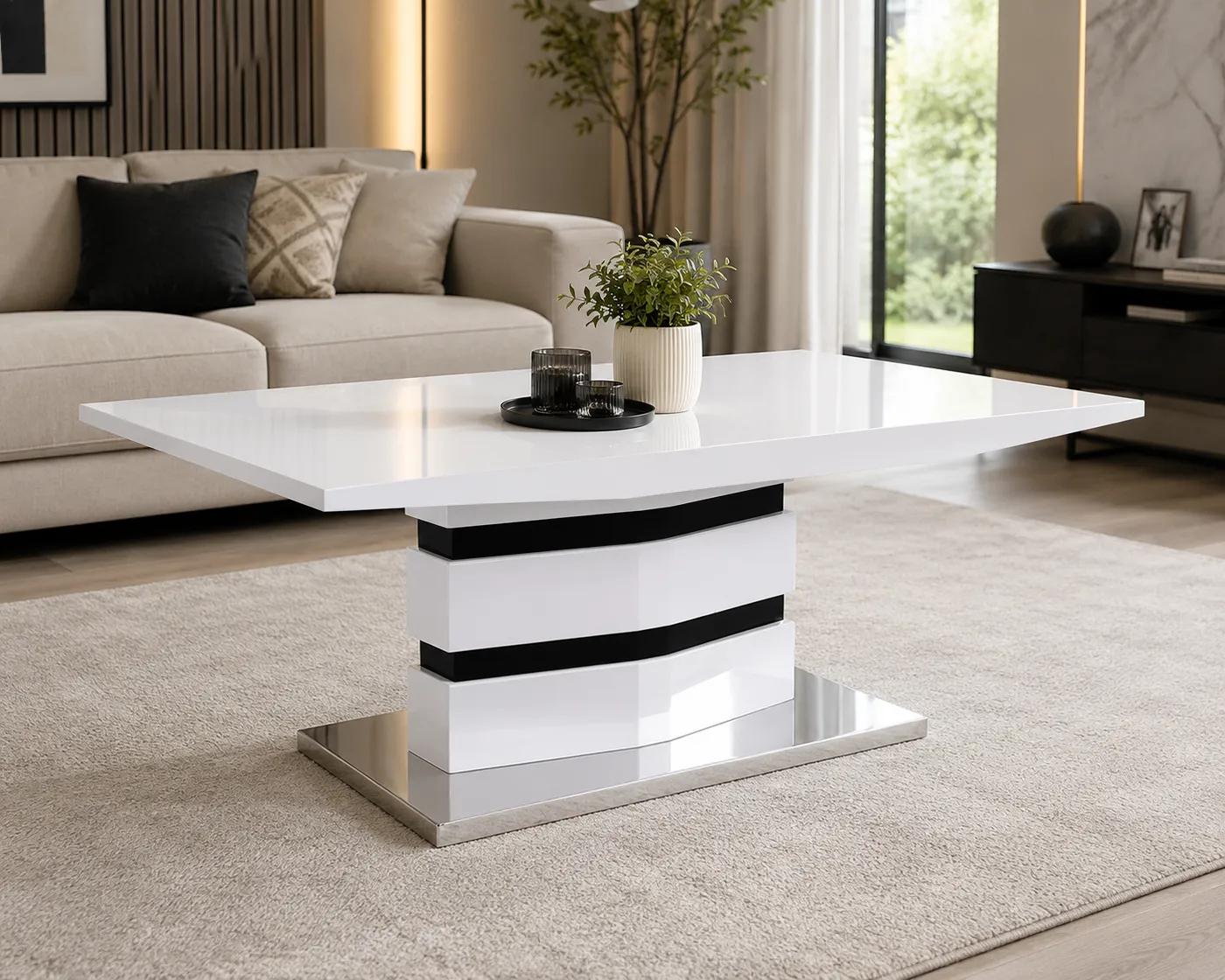 Leona High Gloss Coffee Table | Modern Centre Table for Living Room