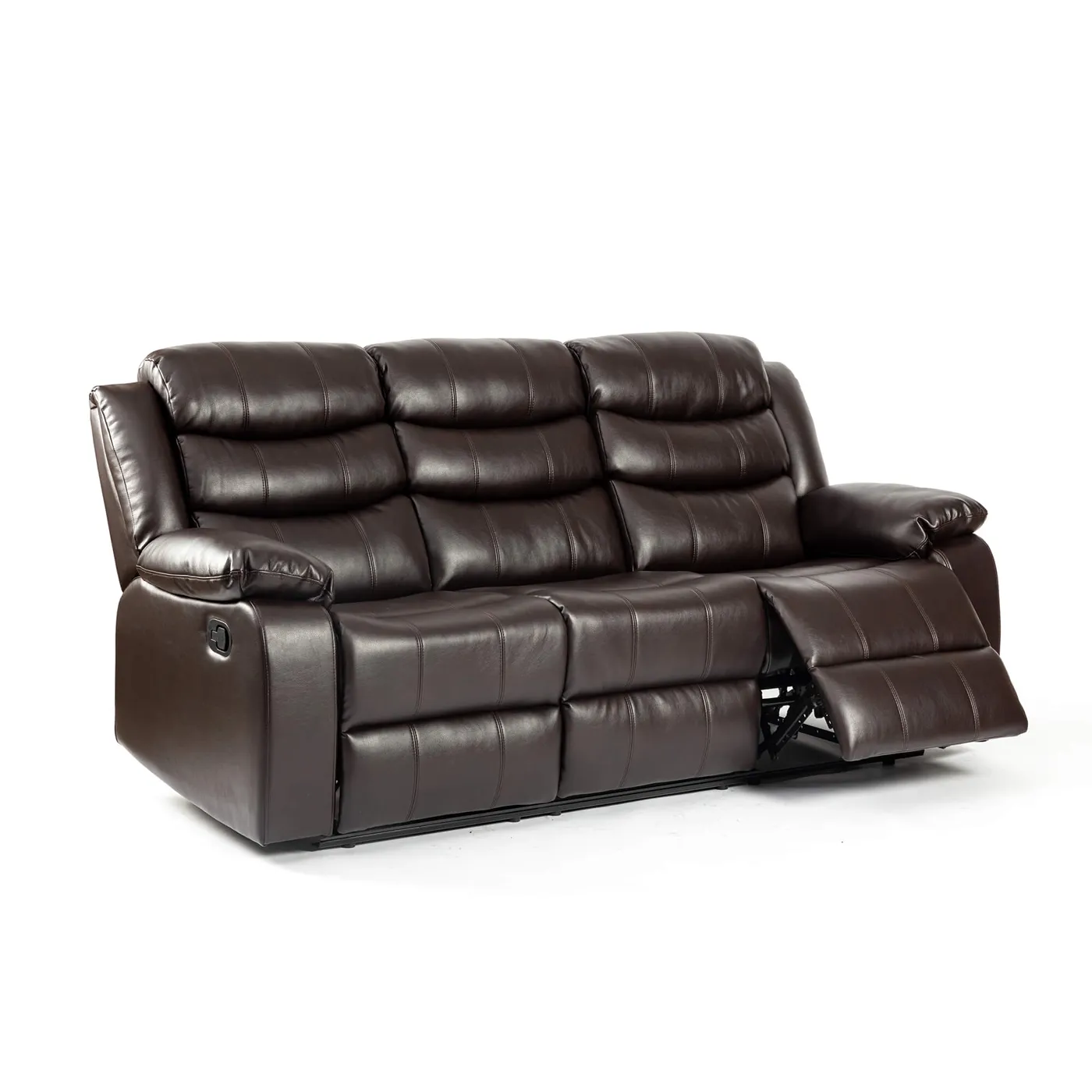 Turin Brown Aire Leather Manual Recliner Sofa – 3 Seater