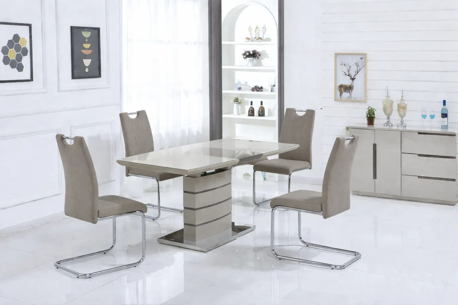 Knightsbridge 140cm Small High Gloss Dining Table with Tempered Glass Top - 4 Seater Rectangular Dining Table