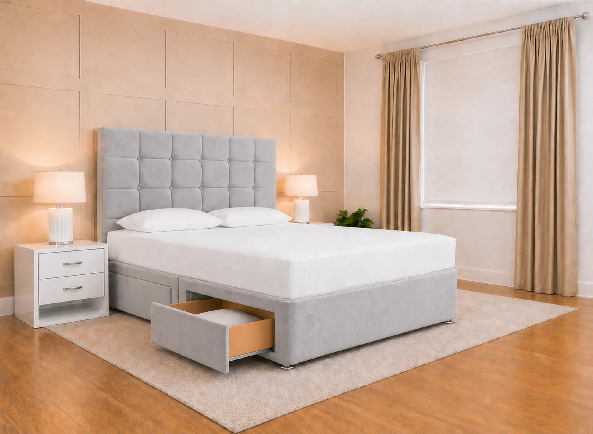 Rete Plush Velvet Divan Bed Base