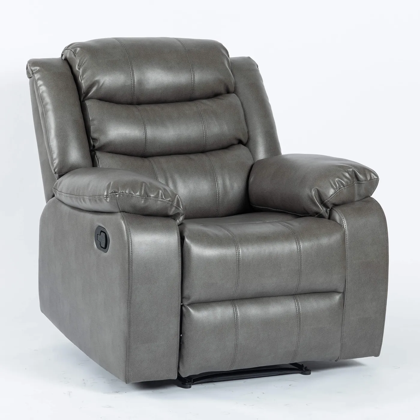 Turin Grey Aire Leather Manual Recliner Armchair