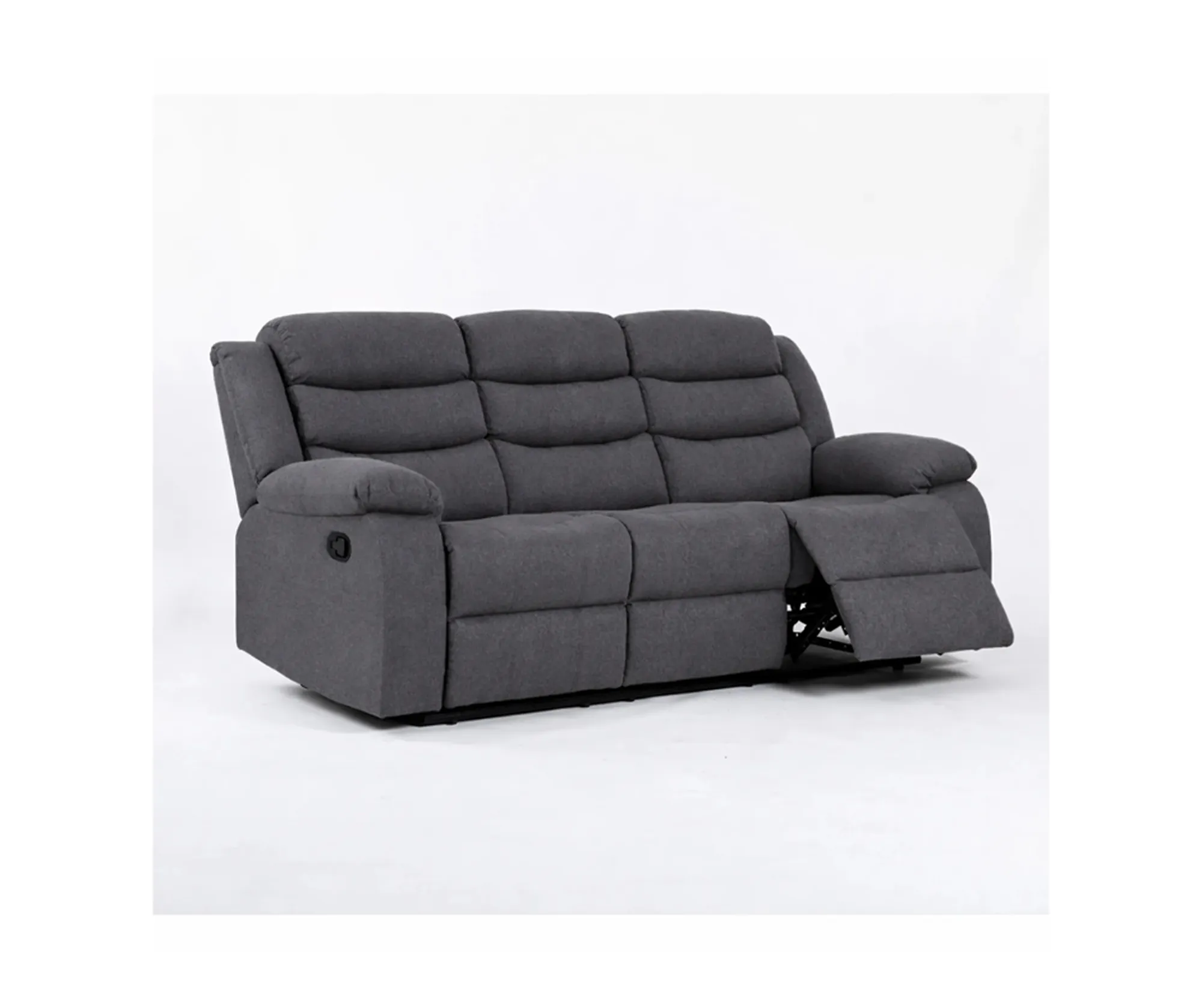 Turin Dark Grey Fabric Manual Recliner Sofa – 3 Seater