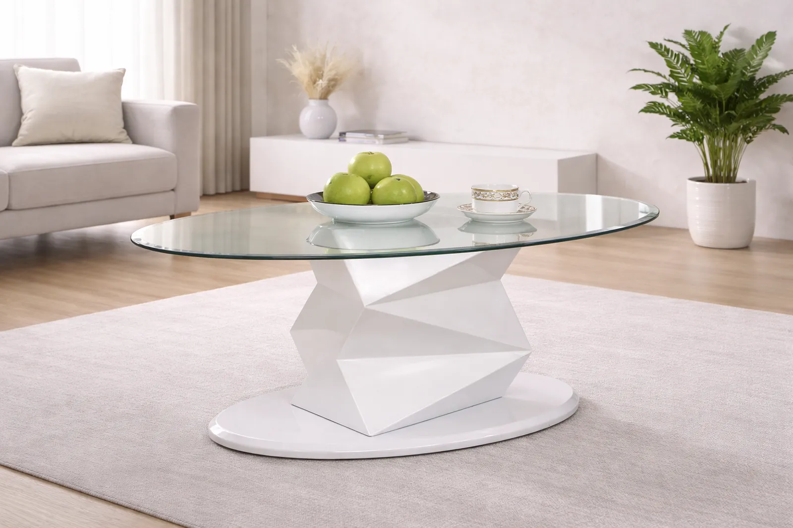 Rowley High Gloss Coffee Table – Modern Glass Coffee Table - White & Black