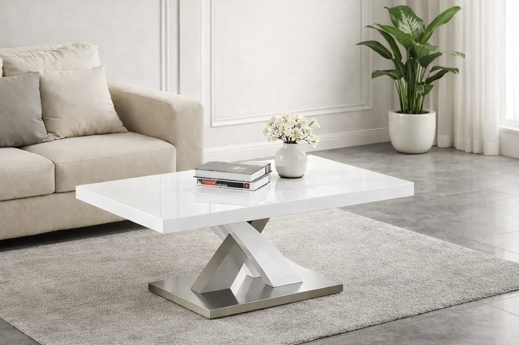 Zurich High Gloss Coffee Table – Modern White Coffee Table | Centre Table for Living Room