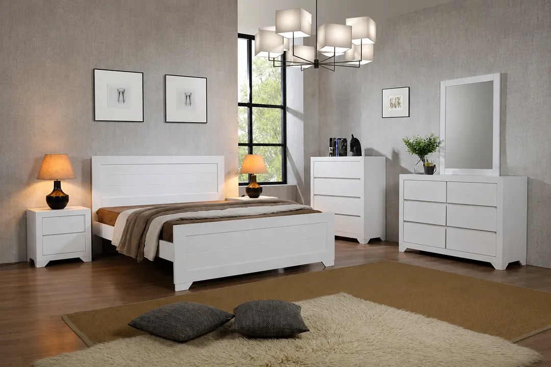Zircon White Wooden Bed Frame