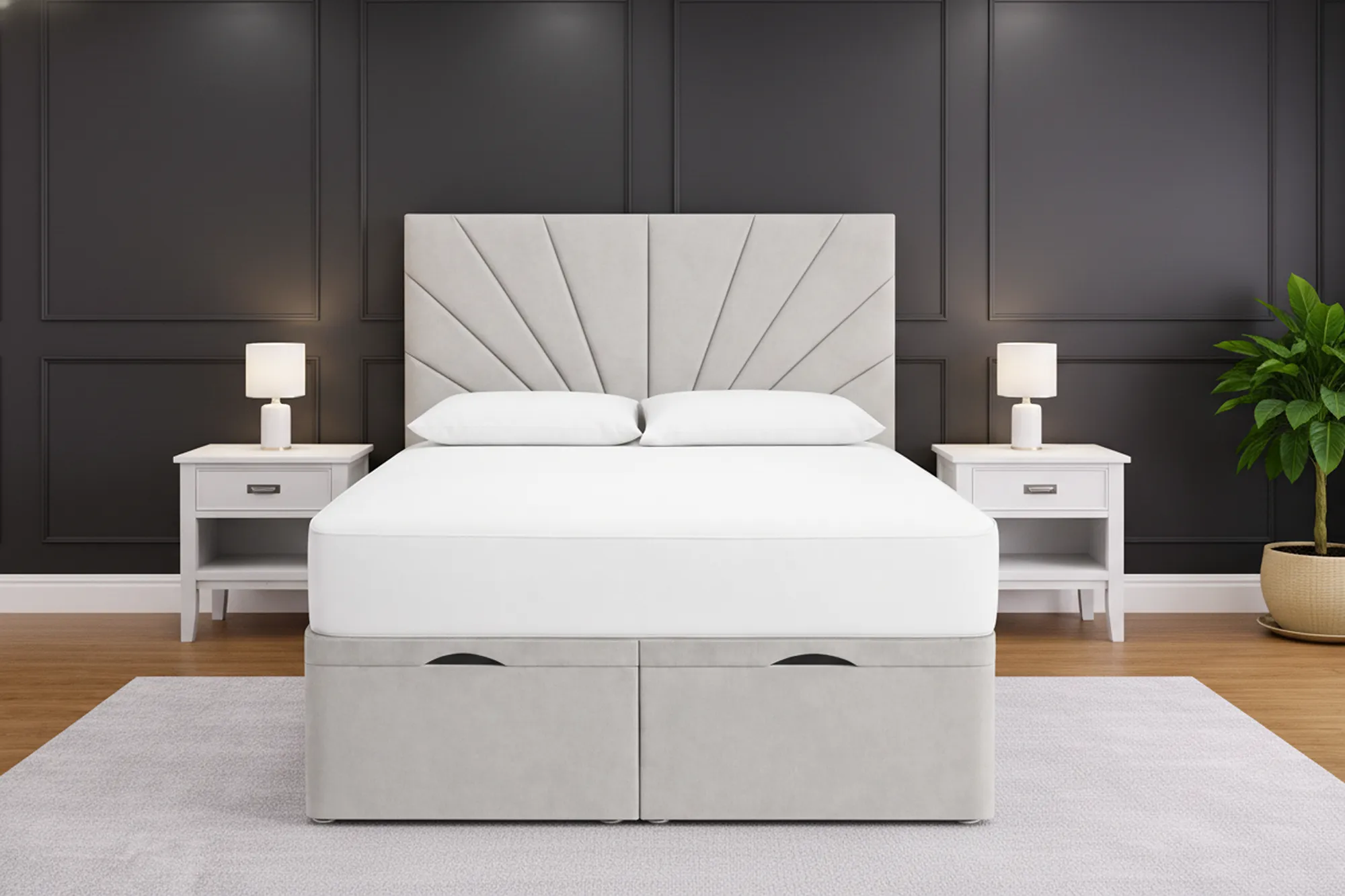 Aurore Plush Velvet Divan Ottoman Bed