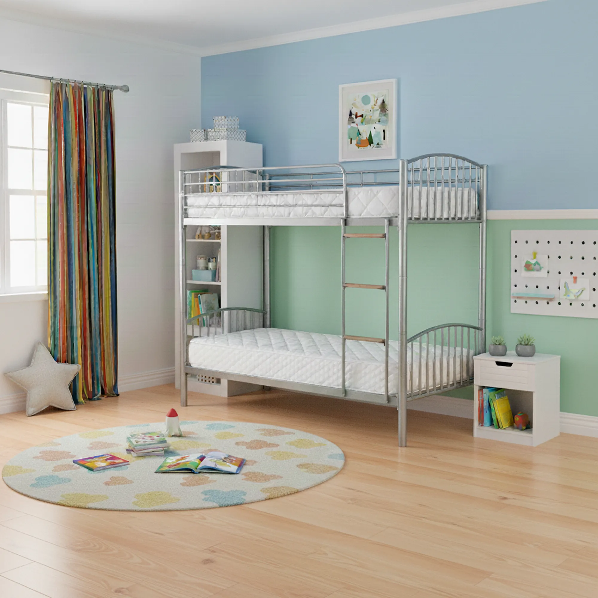 Montreal Metal Bunk Bed – Silver / Black / White