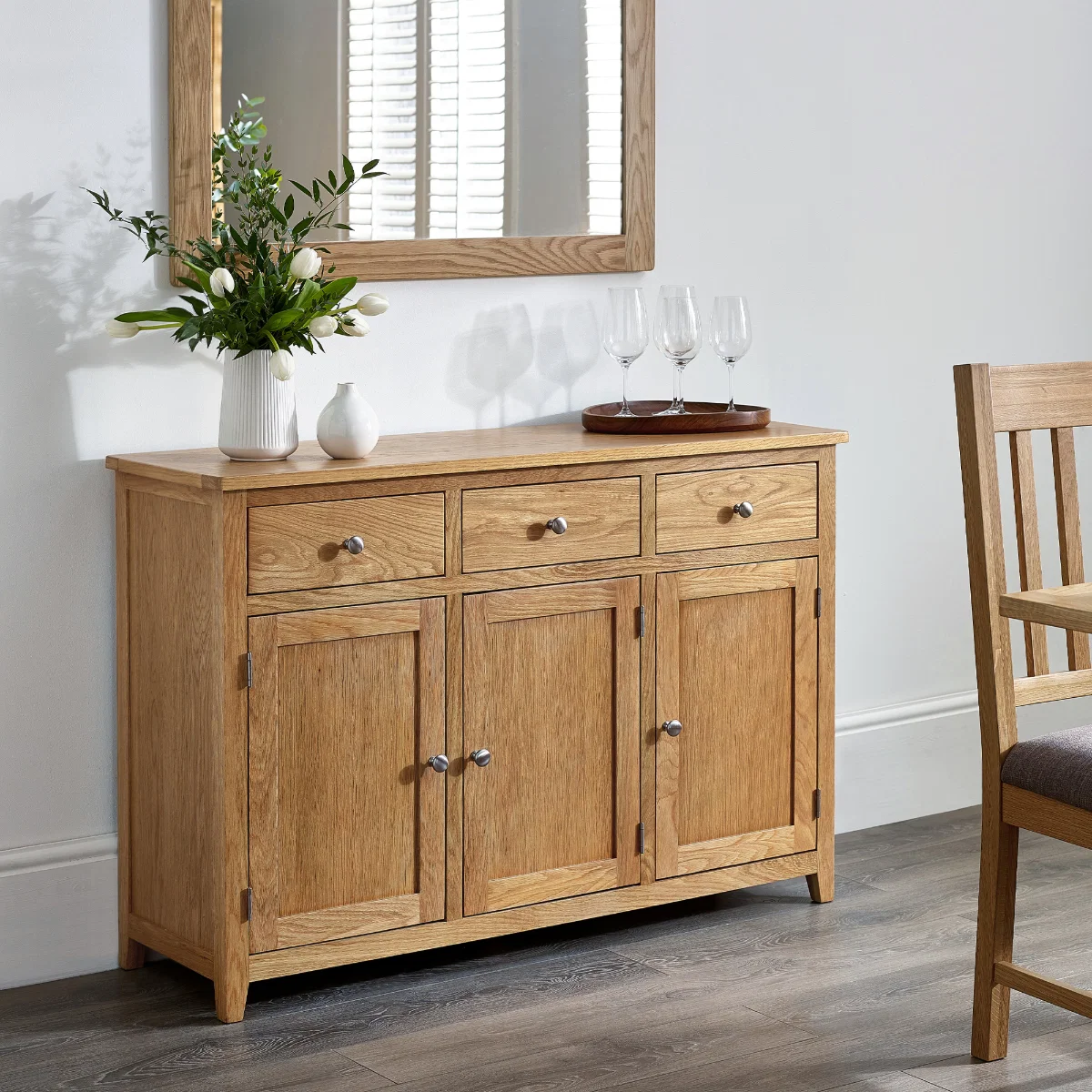 Mallory Solid Oak Wooden Large Sideboard