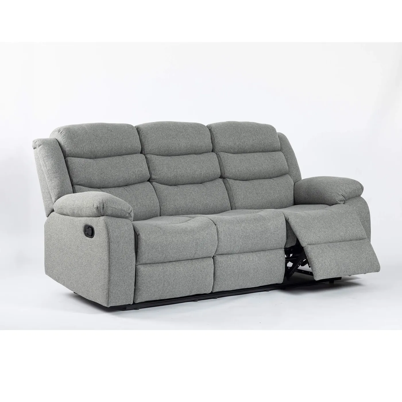 Turin Light Grey Fabric Manual Recliner Sofa – 3 Seater