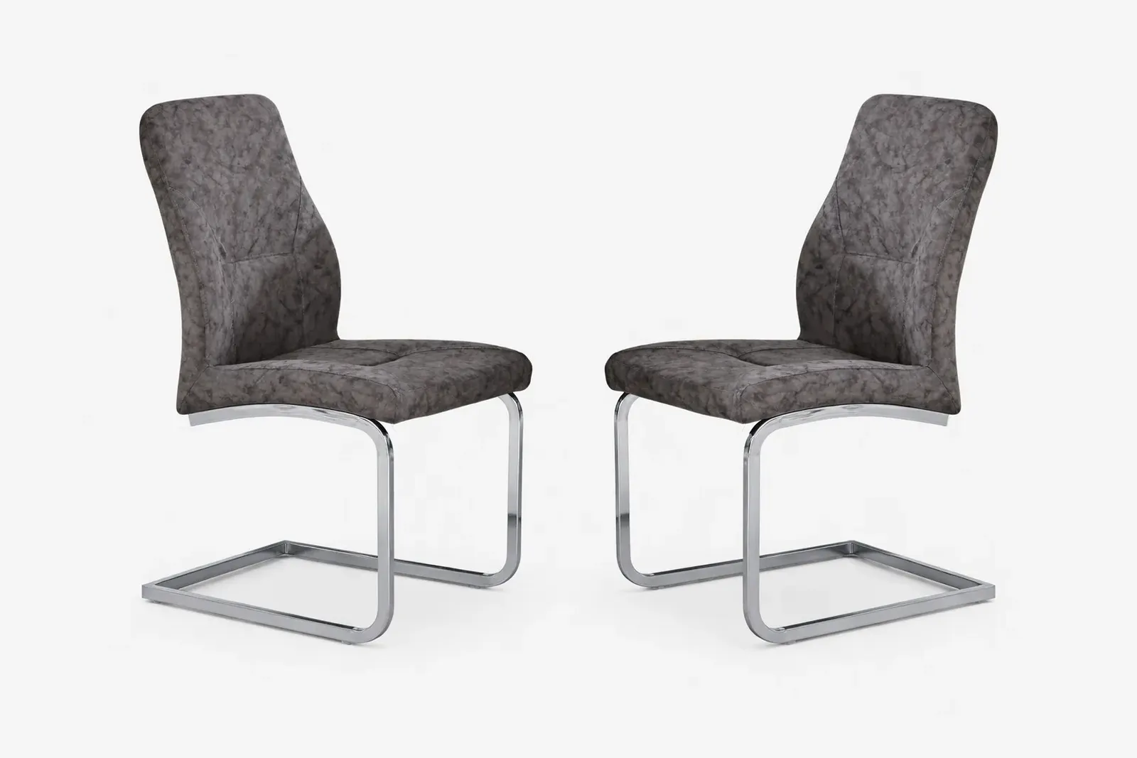 Belarus Grey Patterned PU Leather Dining Chairs with Chrome Cantilever Frame – Sets of 2, 4 or 6