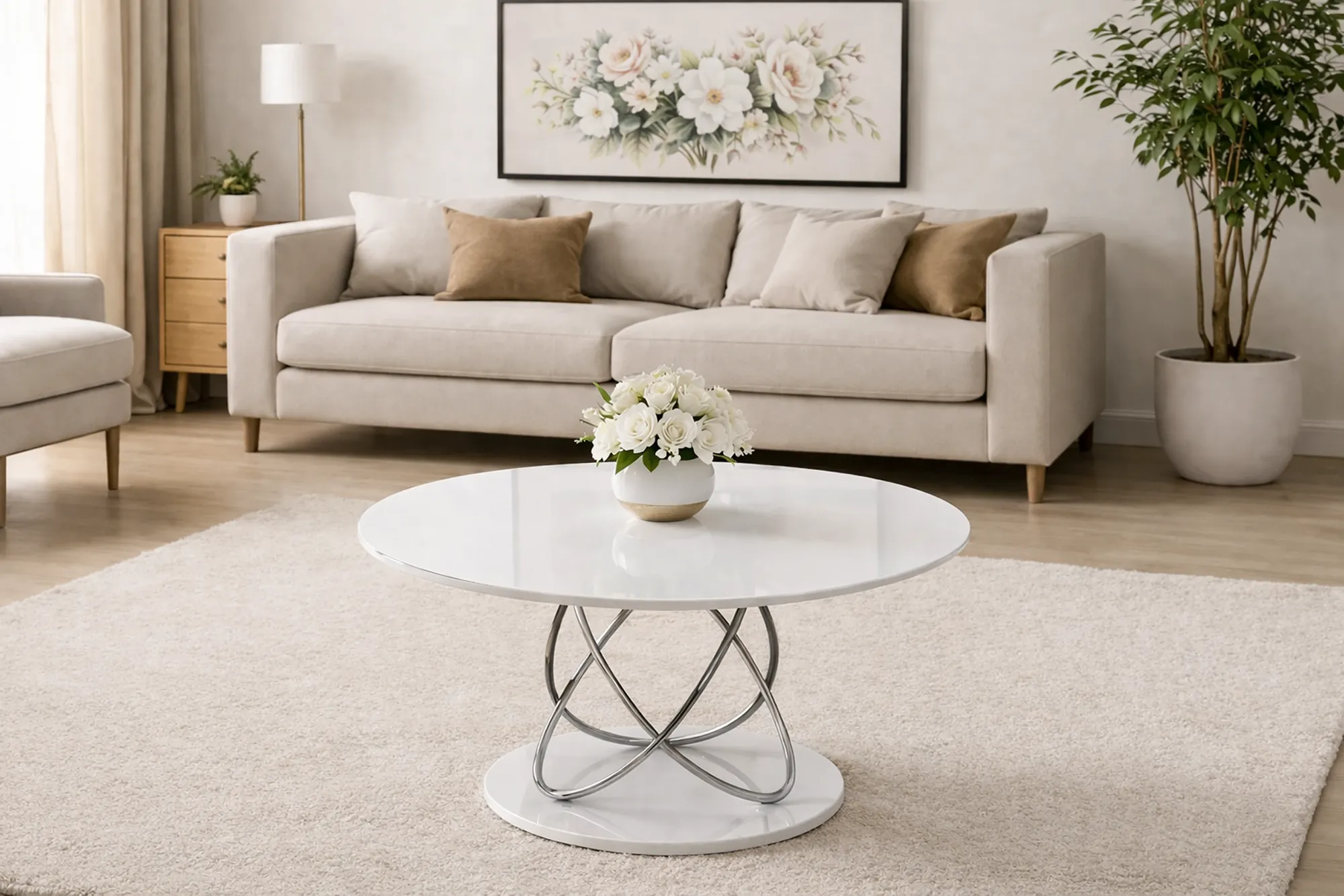 Eclipse High Gloss Round Coffee Table – Modern Coffee Table, White or Black Living Room Table