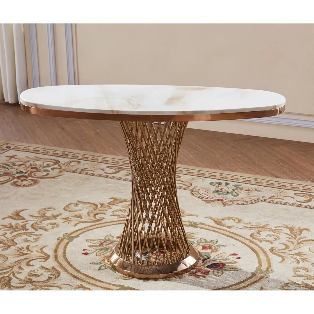 Pescara Marble Console Table with Rose Gold Stainless Steel Base - 110cm