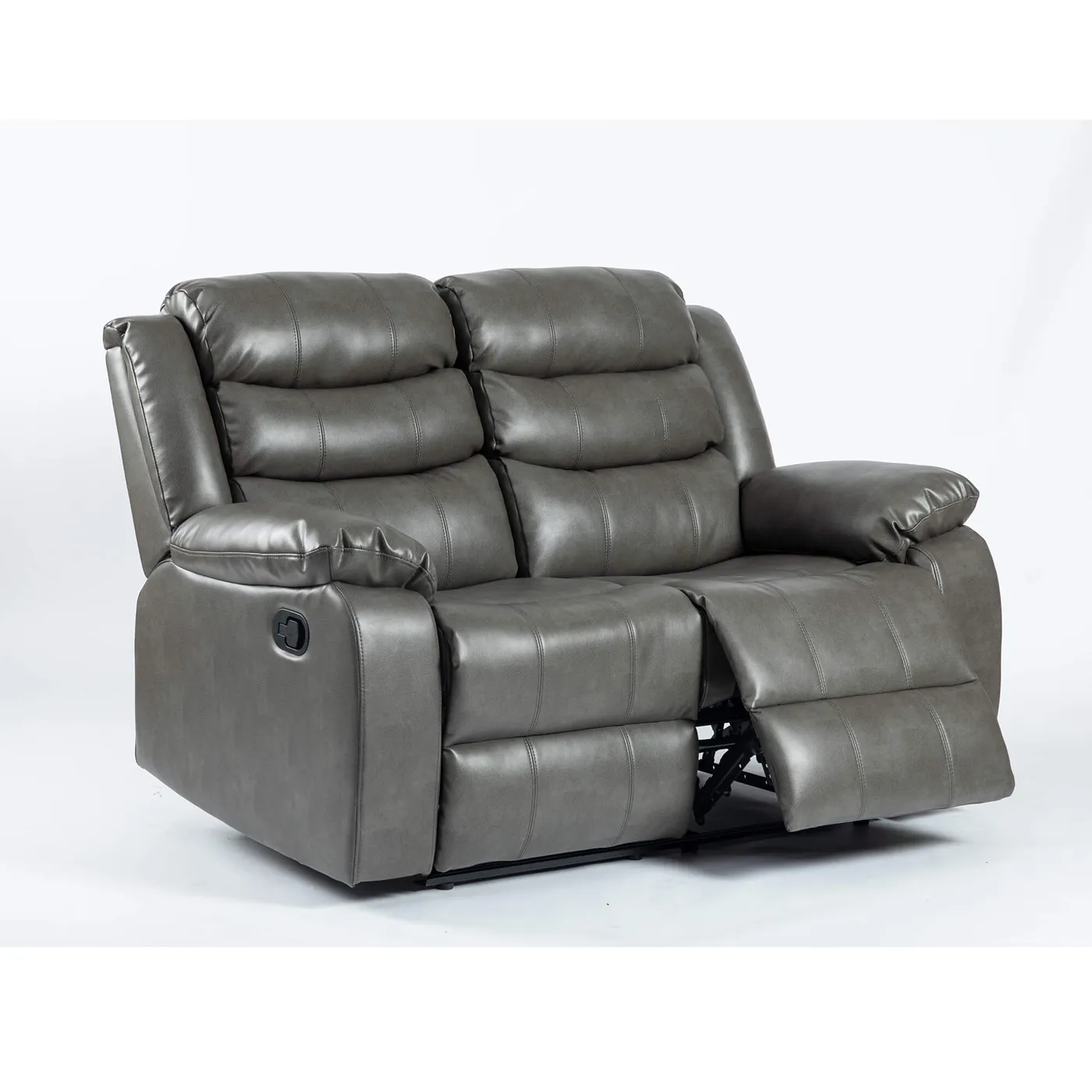 Turin Grey Aire Leather Manual Recliner Sofa – 2 Seater