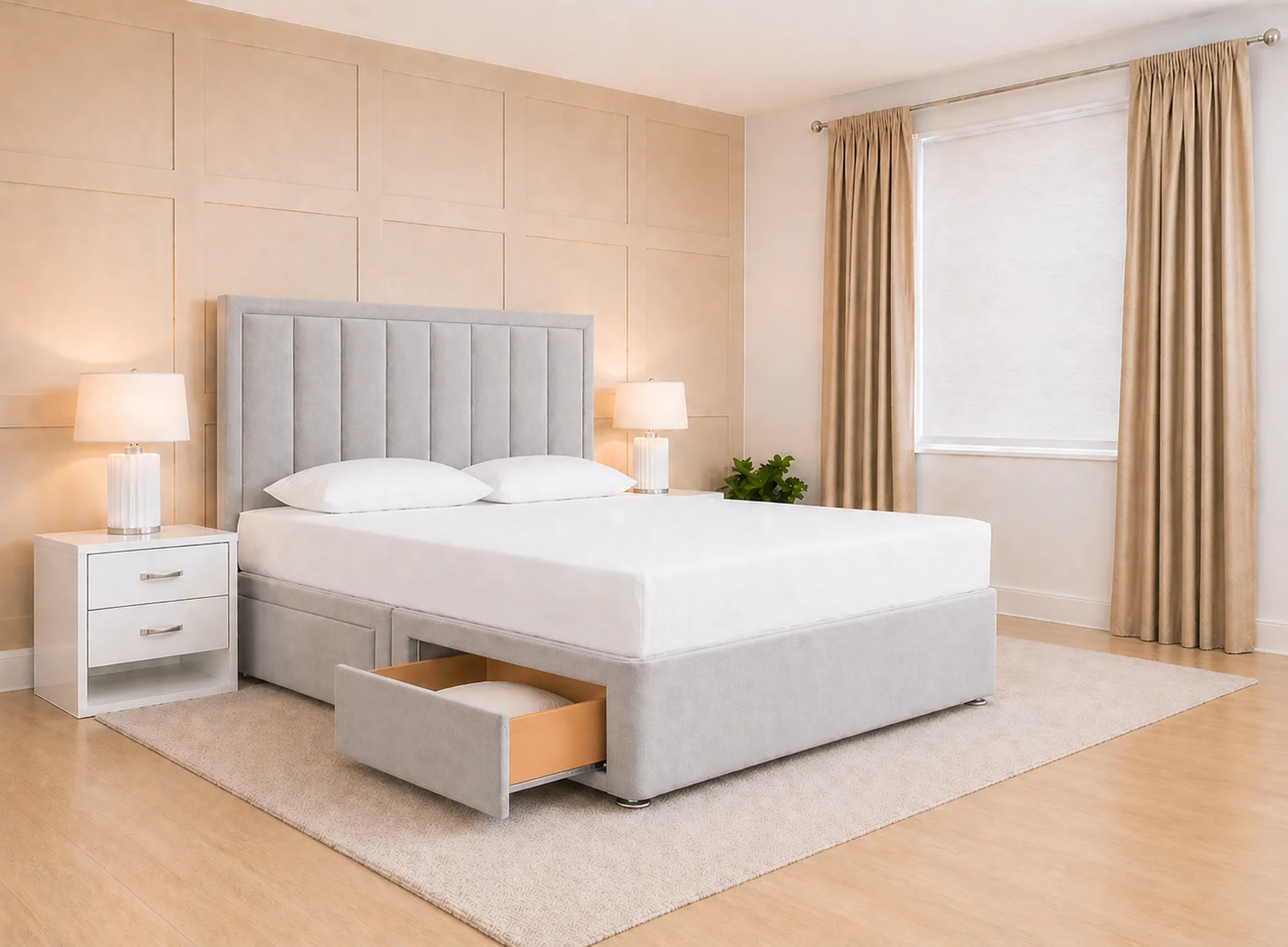 Linea Framed Panel Plush Velvet Divan Bed Base