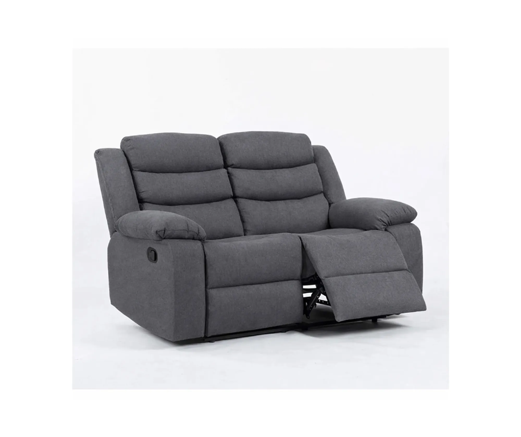 Turin 2 Seater Dark Grey Fabric Manual Recliner Sofa