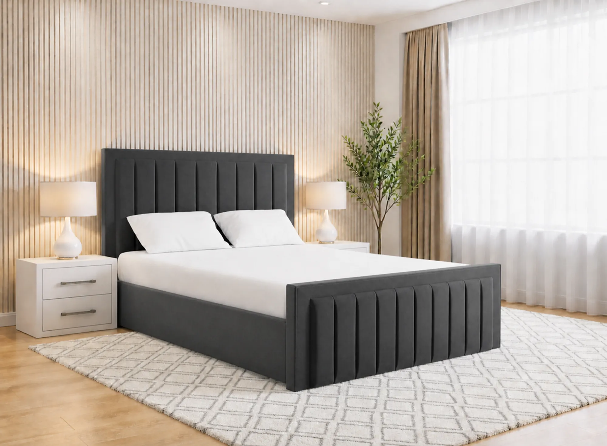 Linea Framed Panel Upholstered Bed Frame