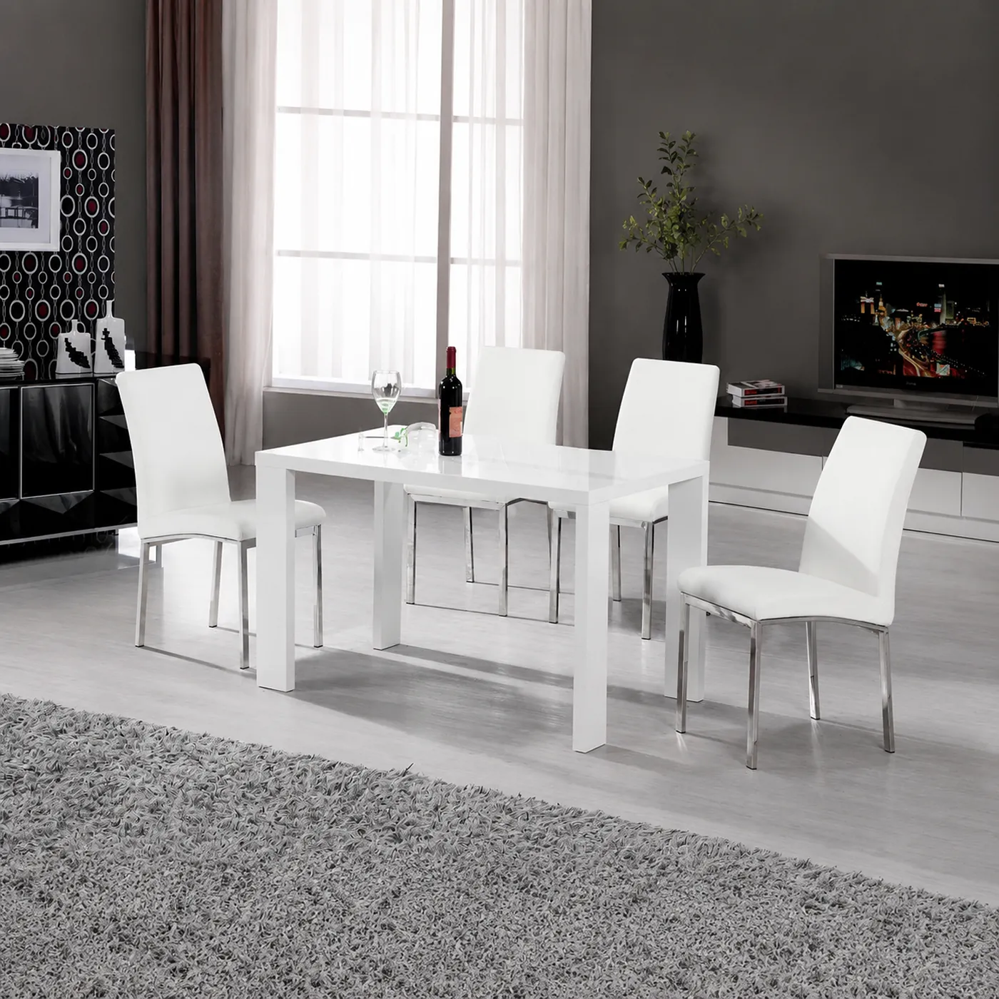 Peru 120cm White High Gloss Dining Table - 4 Seater Rectangular Dining Table