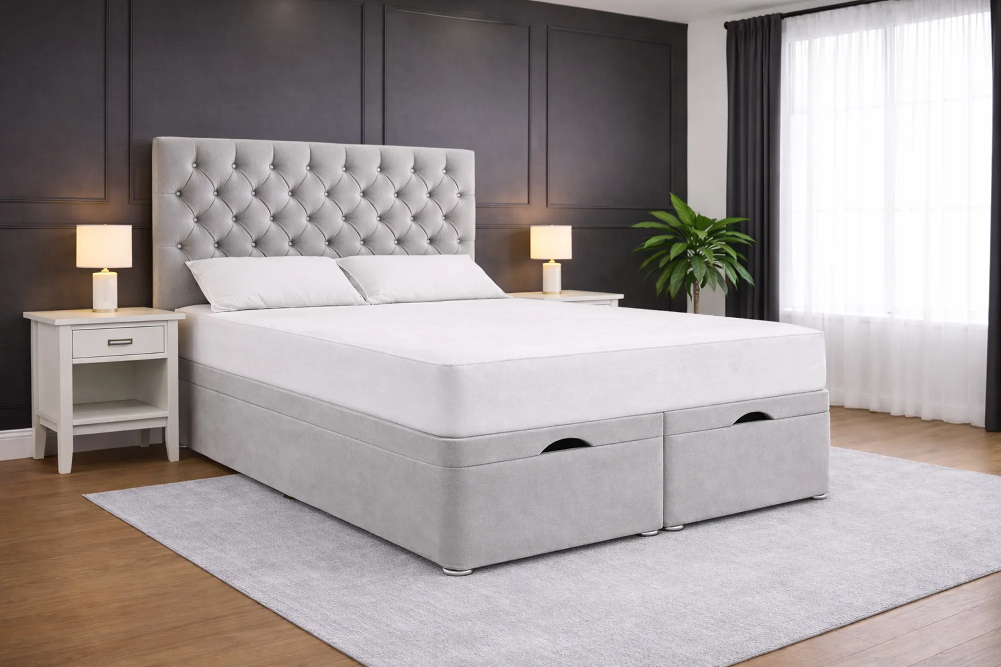 Royale Chesterfield Plush Velvet Divan Ottoman Bed