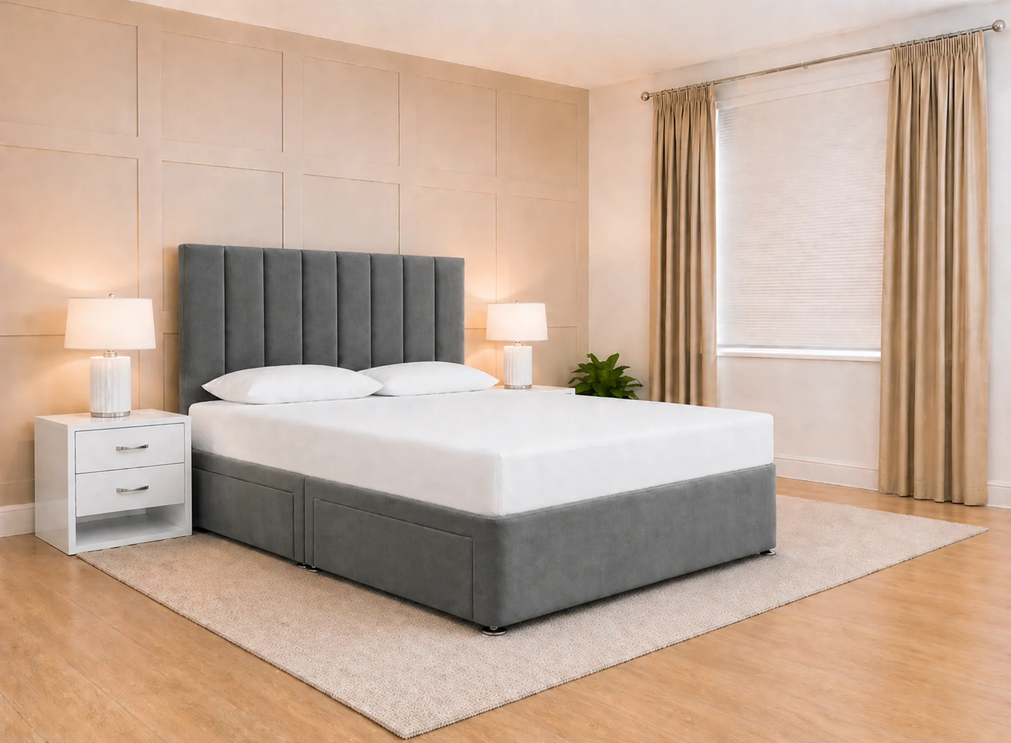 Linea Panel Plush Velvet Divan Bed Base