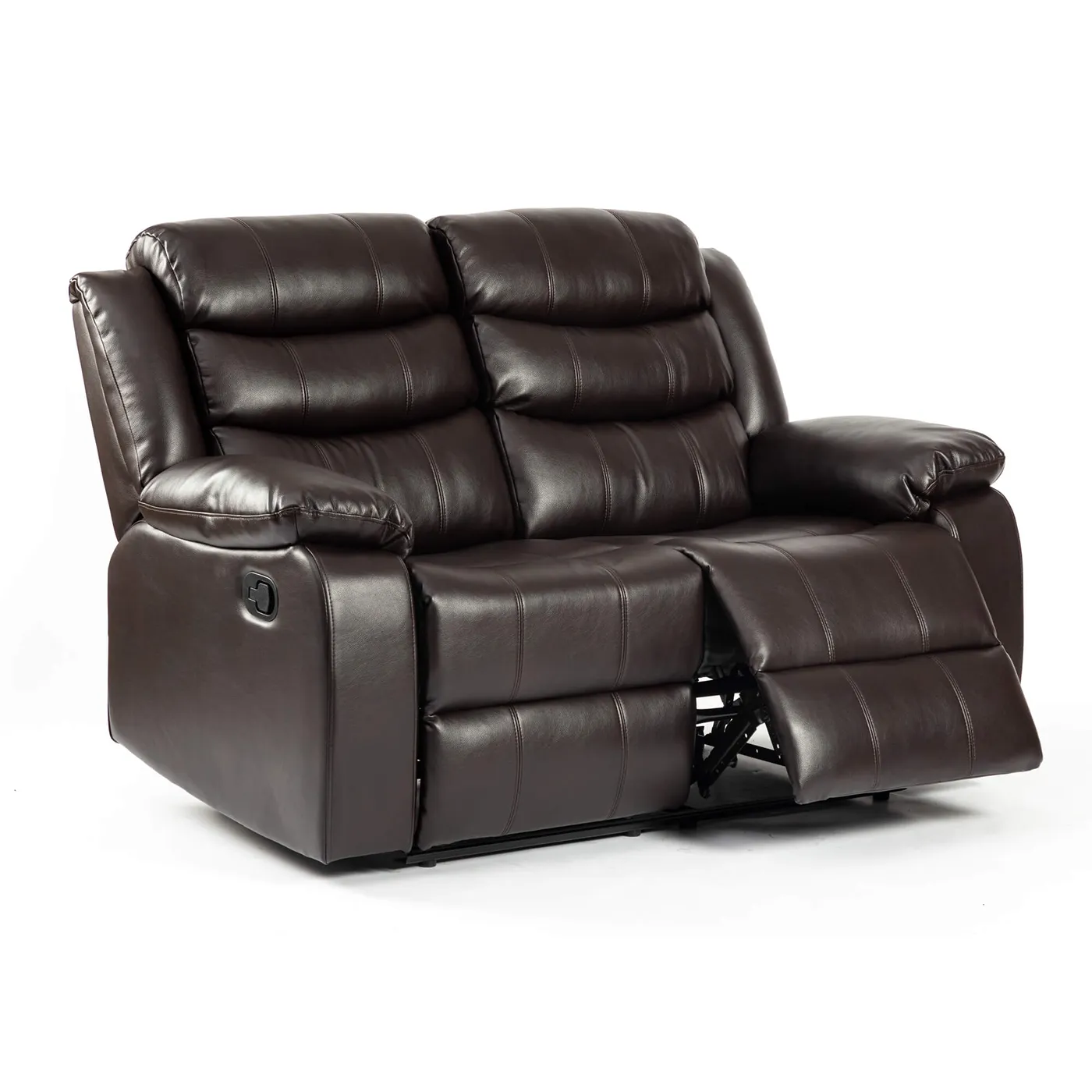 Turin Brown Aire Leather Manual Recliner Sofa – 2 Seater