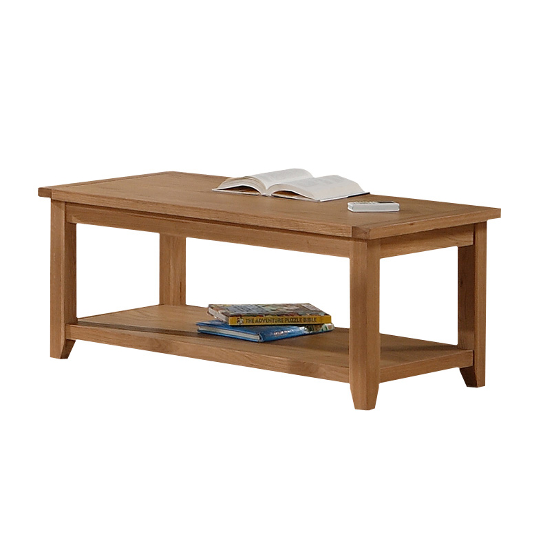 Stirling Solid Oak Coffee Table with Shelf – Wooden Living Room Coffee Table