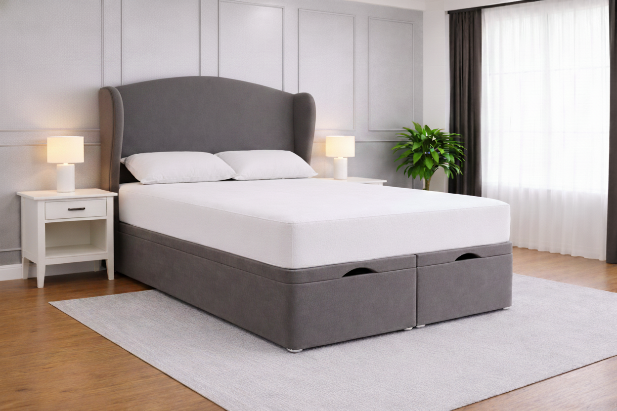 Cyrus Wingback Divan Ottoman Bed – Small Double+