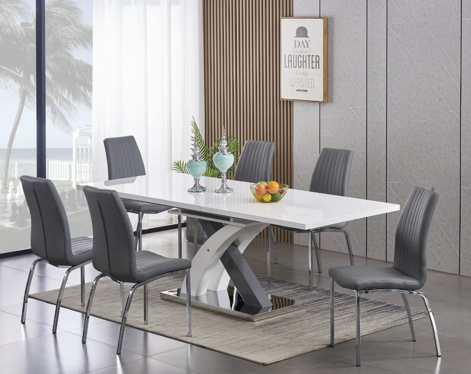 Zurich 160-200cm High Gloss Extending Dining Table – Modern 6-8 Seater Rectangular Dining Table